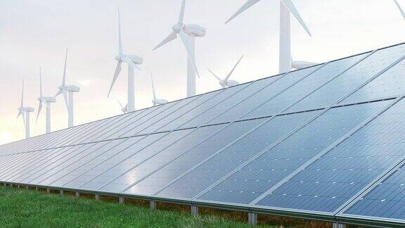 电力、太阳能和风力涡轮机设施