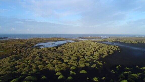 4K航拍电影在冰岛霍芬的黑海滩沙滩和韦斯特拉霍恩山夏季场景