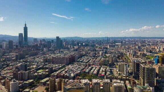 晴朗的一天台北市景航空全景4k时间推移台湾