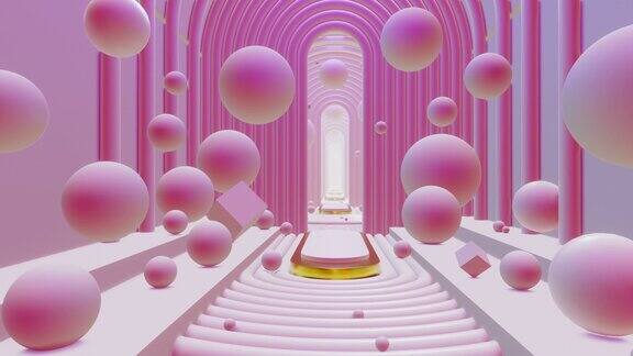 抽象场景粉彩与几何隧道
