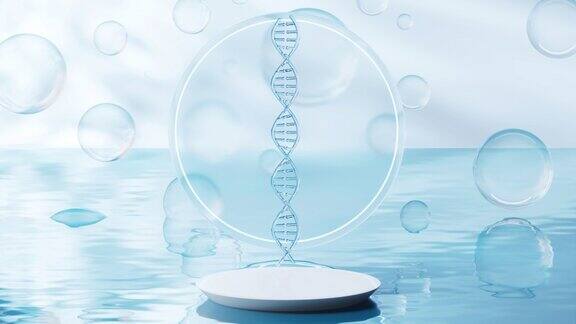 DNA与水面背景3d渲染