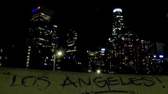 洛杉矶市中心前的涂鸦-超高清4k