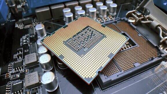 中央处理器CPU芯片的特写现代计算机技术概念