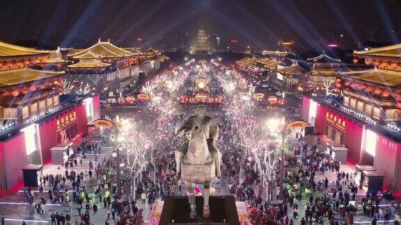 西安大唐光大夜景鸟瞰图