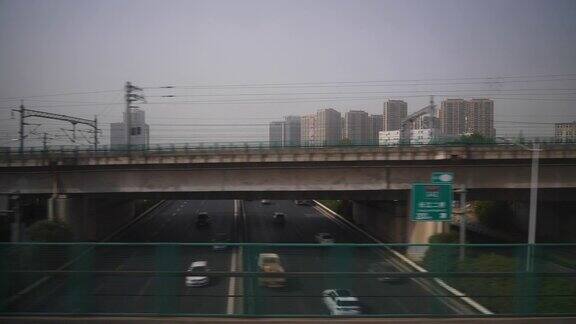 白天时间杭州城区火车公路旅行乘客侧pov全景4k中国