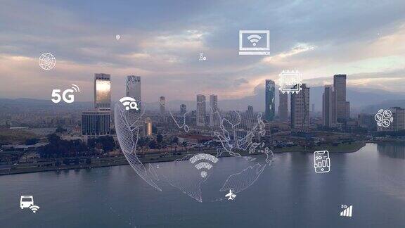 智慧城市与通信网络概念5克LPWA低功率广域无线通信