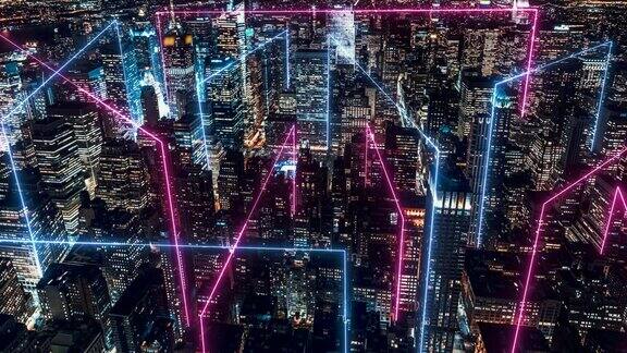 夜间曼哈顿智慧城市