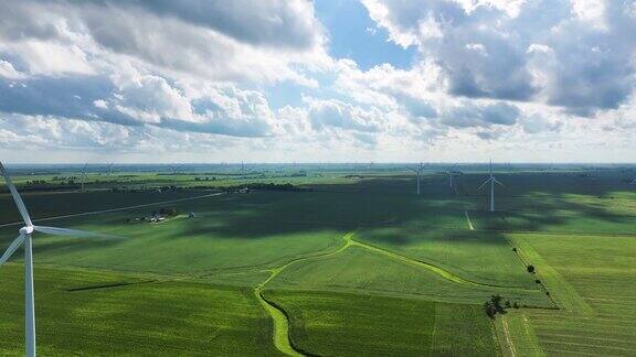 一个风力涡轮机农场的鸟瞰图格兰迪县美国