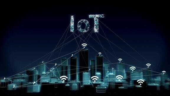 前进智慧城市、智慧建筑的各种Wi-Fi图标连接物联网4k