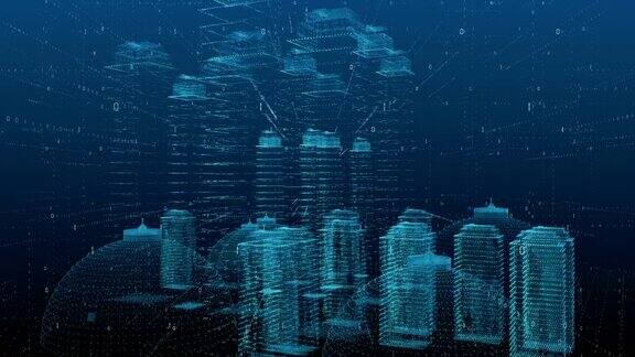 数字城市技术数字数据连接与未来矩阵概念
