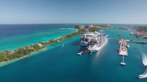 无人机拍摄的天堂岛和巴哈马拿骚港的航拍画面