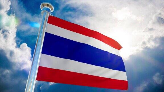 4K泰国国旗-可循环股票视频