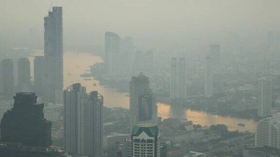 曼谷的城市景观和烟雾