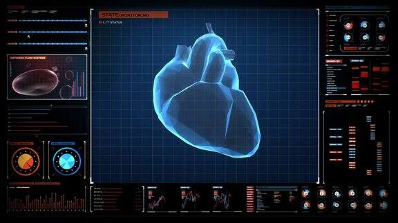 扫描多边形的心具有UI的人体心血管系统未来的医疗技术