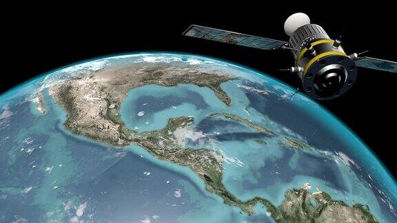地球轨道上的卫星图片中的元素由美国宇航局提供