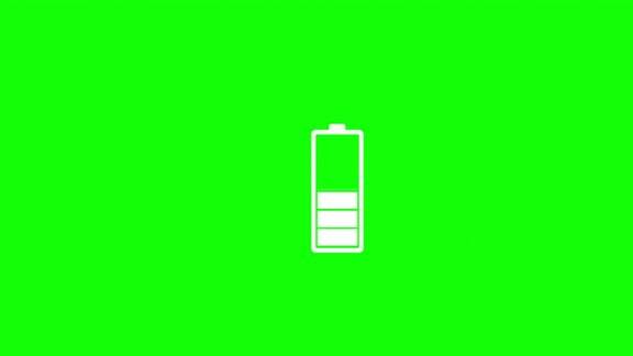 装载机动画4k决议白色充电电池指示灯绿色屏幕背景