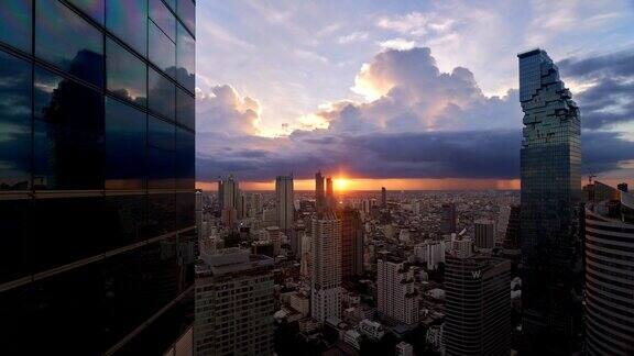 曼谷泰国城市日落时间流逝