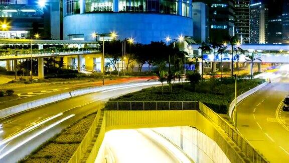 4K时间推移:香港夜晚的城市景观时间推移