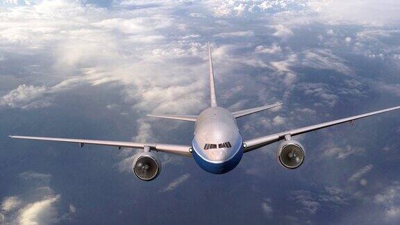 飞机在高高的云层上飞行大型客机在天空中
