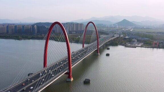 杭州枝江大桥鸟瞰图交通概念