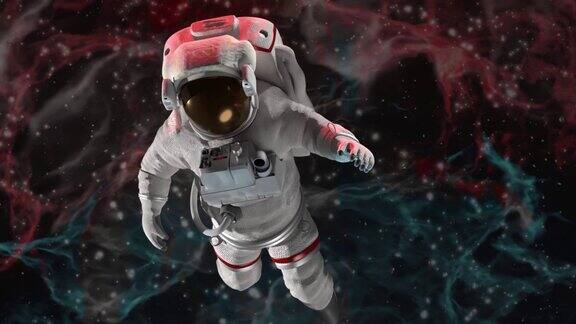 宇航员或宇航员在外太空探索与幻想空间背景在4K分辨率