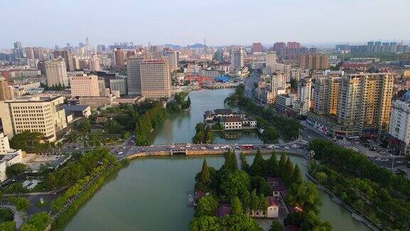 航拍中国南通城市现代建筑景观