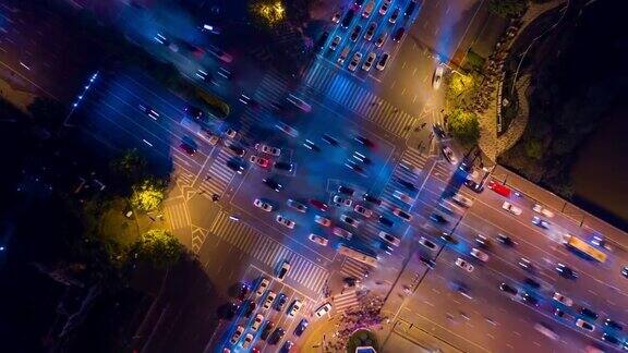 长沙市著名的现代艺术中心交通十字路口高空俯仰延时全景4k中国