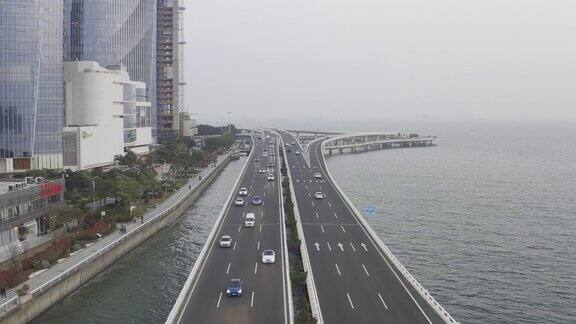 航拍海上公路交通流量