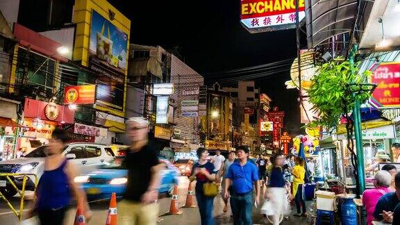 时光流逝泰国曼谷唐人街的人群