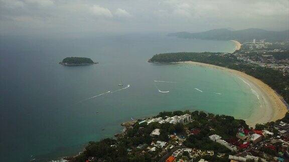 泰国普吉岛海滩线航拍4k全景图