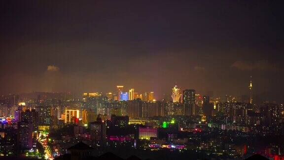 中国夜珠海名山公园顶层城市景观航拍全景4k时间