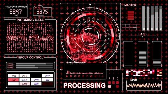 未来的界面-红色伽玛-HUD技术背景