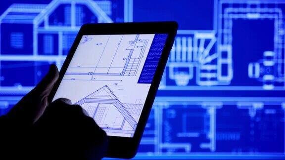 数码平板上的蓝图