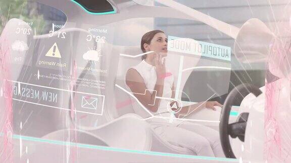 自动驾驶汽车中女性的统计和数据处理动画