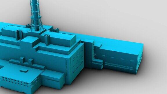 切尔诺贝利核电站石棺蓝色无人机视图