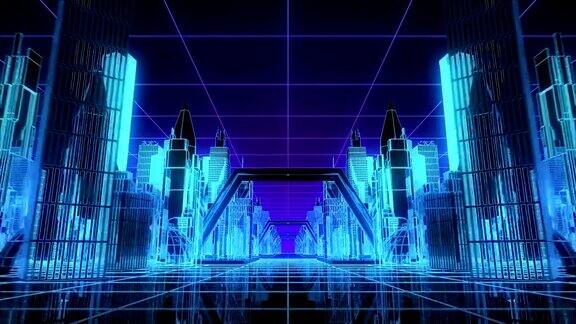 4k霓虹未来网络城市