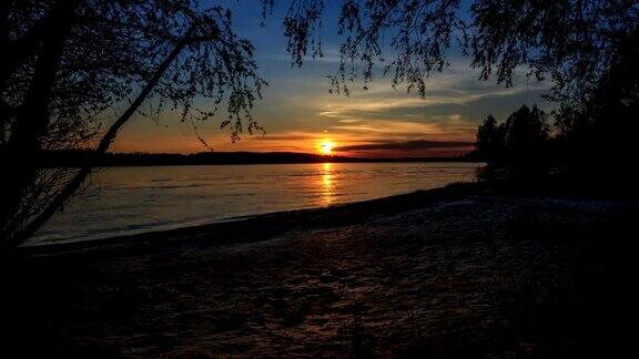 多瑙河日落间隔拍摄