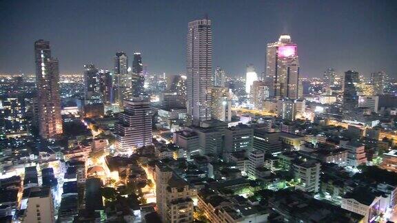 泰国曼谷夜景鸟瞰图摩天大楼和建筑