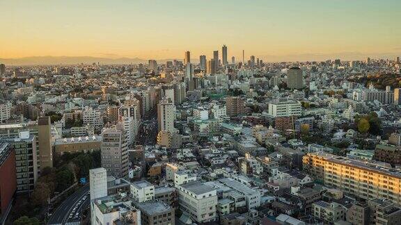 名古屋的城市景观与美丽的天空在黄昏时间