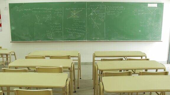 在阿根廷布宜诺斯艾利斯的一所公立学校用绿色黑板的空教室4K分辨率