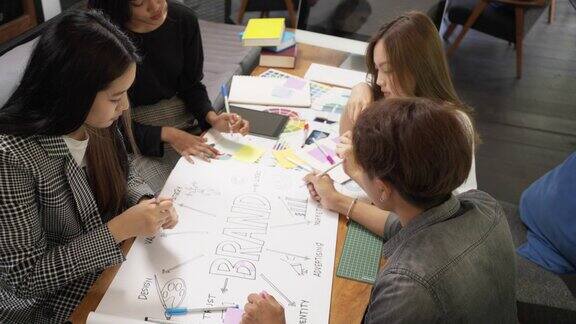 亚洲创意团队在办公室为商业创意集思广益