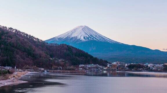川口千子湖富士山的时间流逝