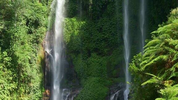热带丛林中的大瀑布倾斜UHD4k
