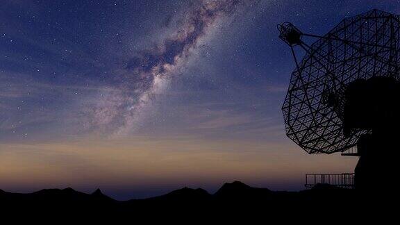 天文射电望远镜特写背景是美丽的天空