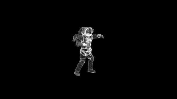 宇航员在现代生活中是由许多小颗粒在太空中3d背景电脑生成的背景