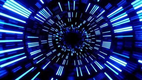 穿越霓虹灯图案的镜面隧道辉光结构形成科幻图案明亮的反射霓虹灯简单明亮的背景科幻结构4k几乎绕了个圈