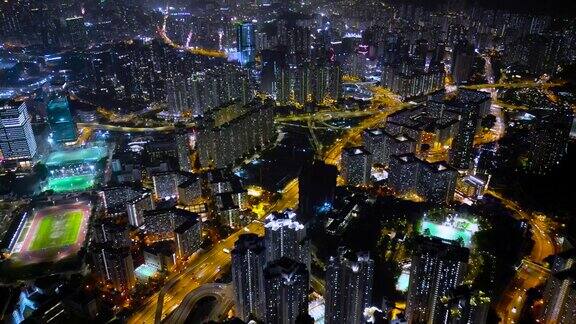 香港的夜景商业区智慧城市