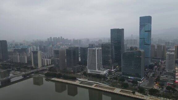福州闽江北岸金融街建筑航拍