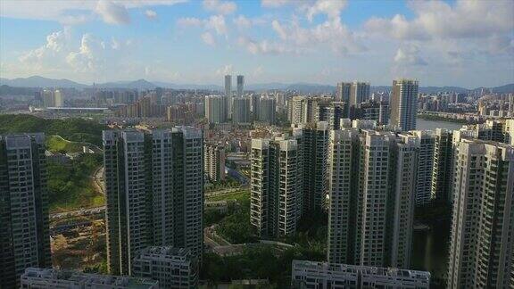 珠海市晴天居住公寓小区航拍全景4k中国