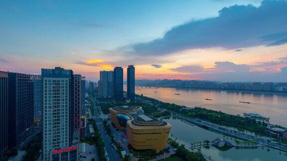 杭州城市的高角度视图
